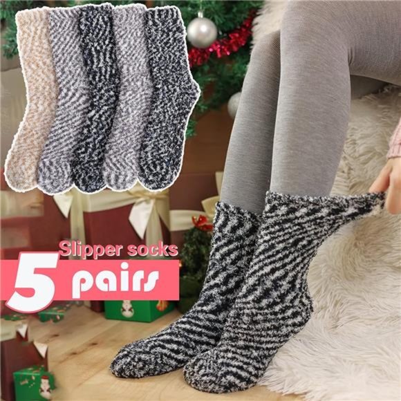 Non Slip Fuzzy Grip Socks Hospital Slipper With Grippers Winter Anti Skid Socks - Picture 2 of 6